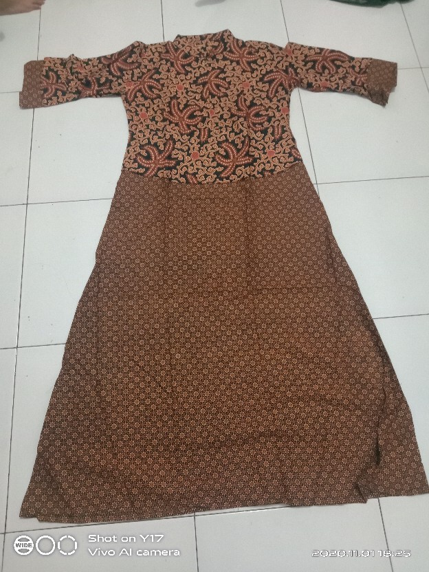 Gamis Batik Peplum Sogan | Gamis Batik Solonan | Gamis Batik Terlaris