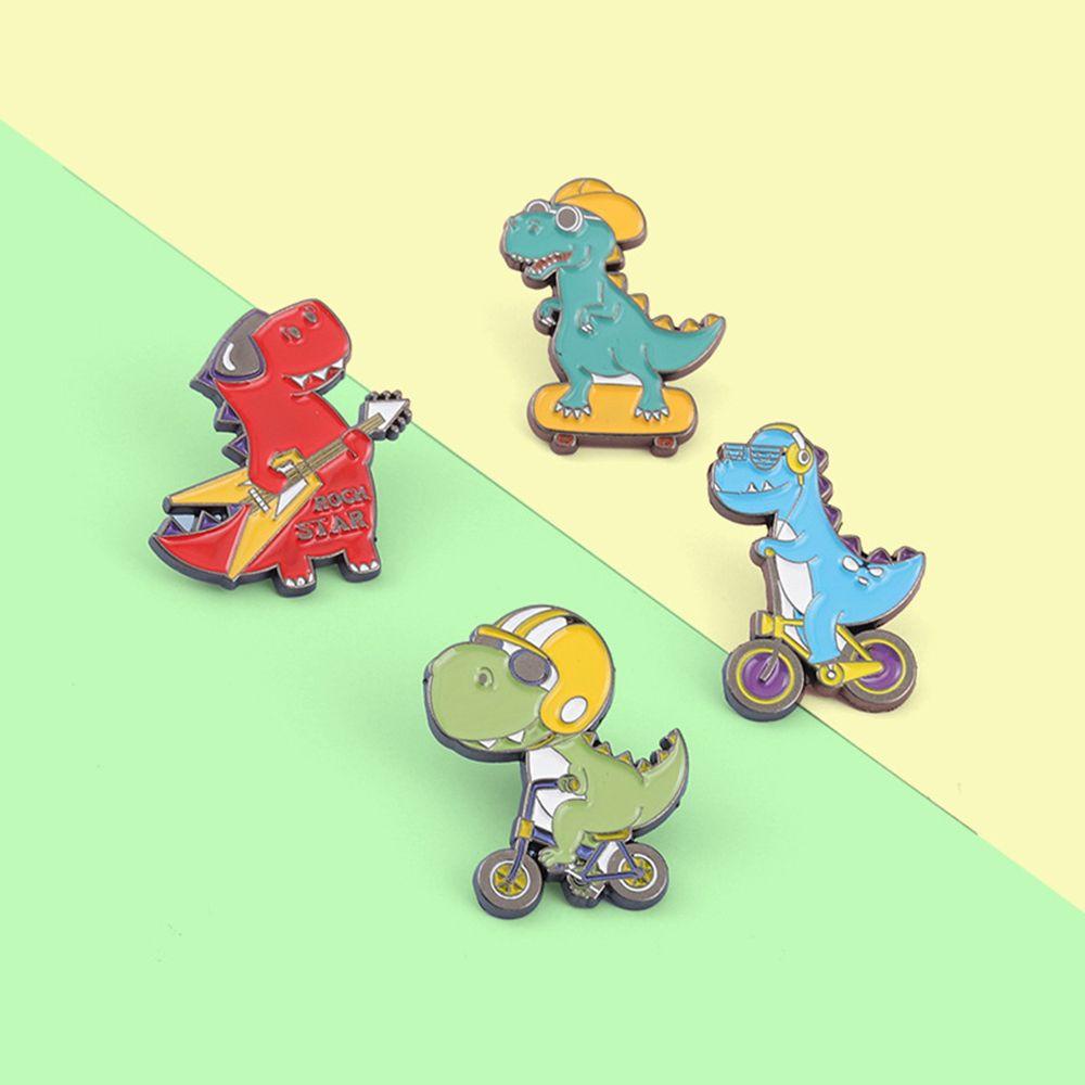 Preva Dinosaurus Bros Seni Lucu Kerah Aksesoris Musik Hewan Perhiasan Hadiah Lapel Pin Lencana