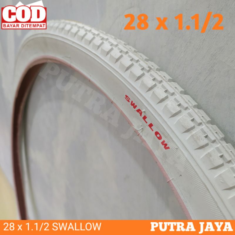 Ban Sepeda 28 x 1 1/2 Swallow Putih Ban Luar Ukuran 28 x 1.1/2 Sepeda Ontel Onthel Unta Lama Gazelle