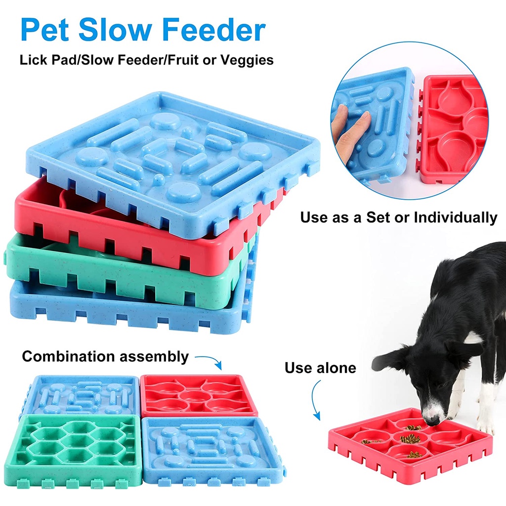 4 Pcs Anjing Menjilat Tray Anjing Lambat Makan Mangkuk Lambat Treater Anjing Lambat Lucu Mangkuk Hewan Peliharaan Lebih Lambat Treater Mangkuk Interaktif Mainan Hewan Peliharaan