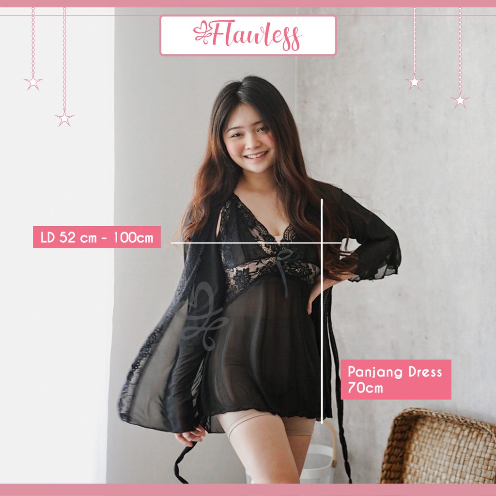 Lingerie (LR24) Sexy Setelan Wanita Jumbo Set Piyama Sleepwear Baju Tidur Perempuan-2