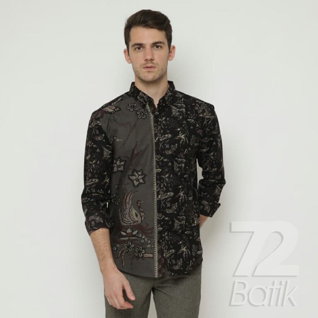 KEMEJA BATIK PRIA Lengan Panjang Premium Two Tone Pagi Sore Coklat Cokelat Choklat Tua 727374 Cap 72 - Baju Kemeja Atasan Pakaian Setelan Batik Pria Cowok Laki Laki Remaja Keluarga Kantor Lengan Panjang Modern Slimfit Slim Fit Premium Kekinian