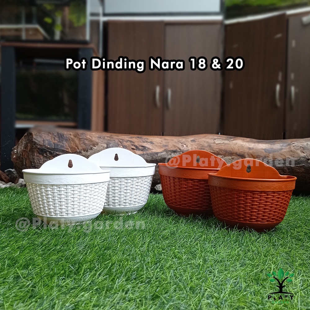 Pot Nara 18 &amp; 20 Tempel Dinding Motif Rotan | Pot Dinding