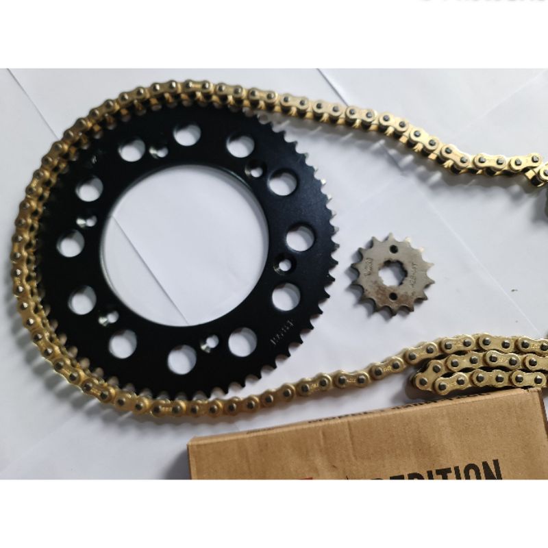 gir gear crf trabas satu set depan 55 56 14 rantai gold expedition