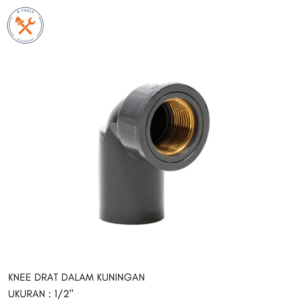Sambungan Kuningan L Drat Dalam 1/2 Inch / Knee Drat Dalam 1/2 inch Kuningan