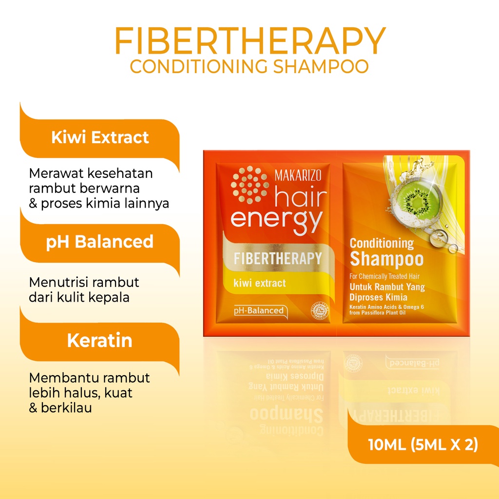 Makarizo Hair Energy Fibertherapy  Conditioning Shampoo Kiwi 10 mLx12 / Shampo Kondisioner-1