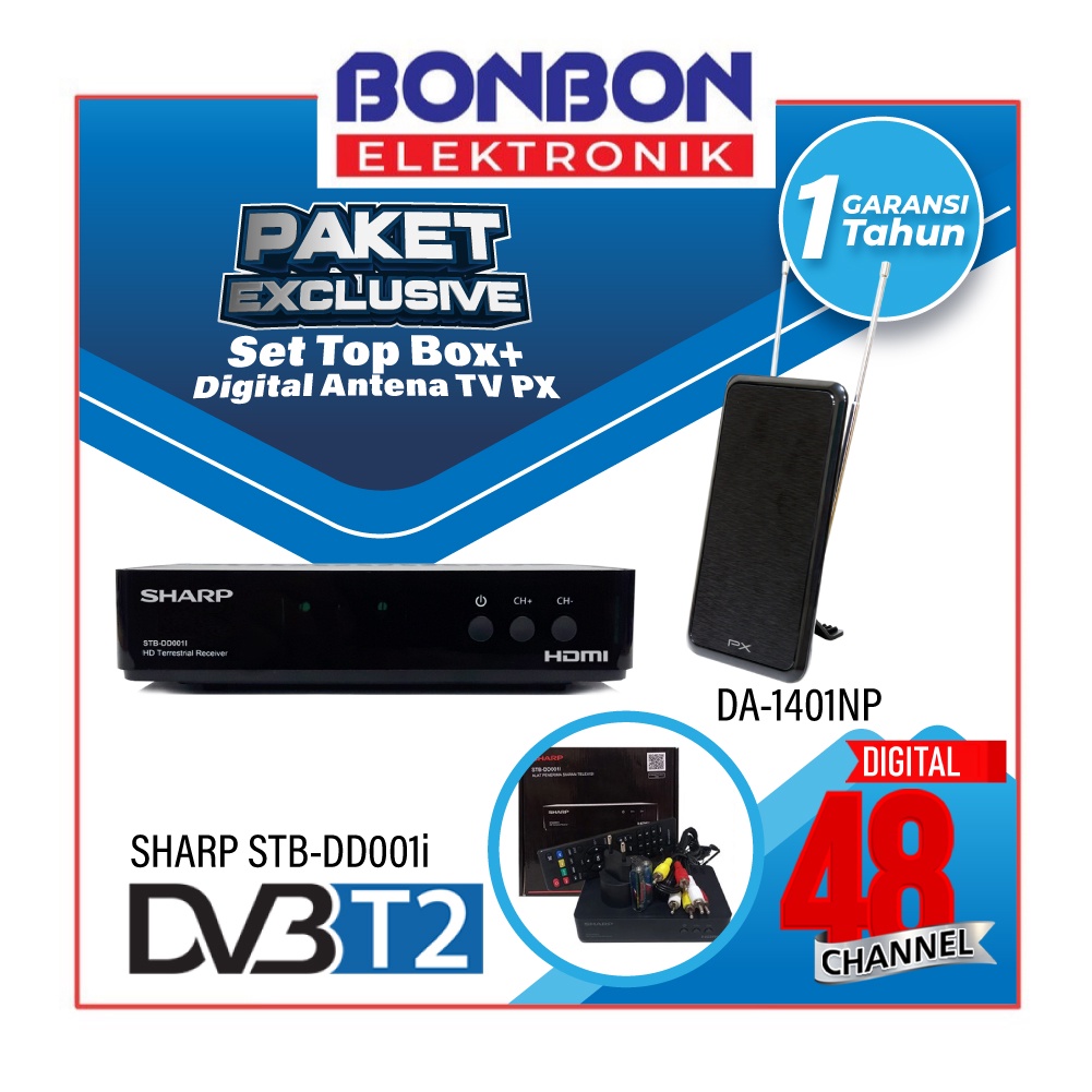 Bundling Sharp Set Top Box STB-DD001i + Antena Digital PX DA-1401NP