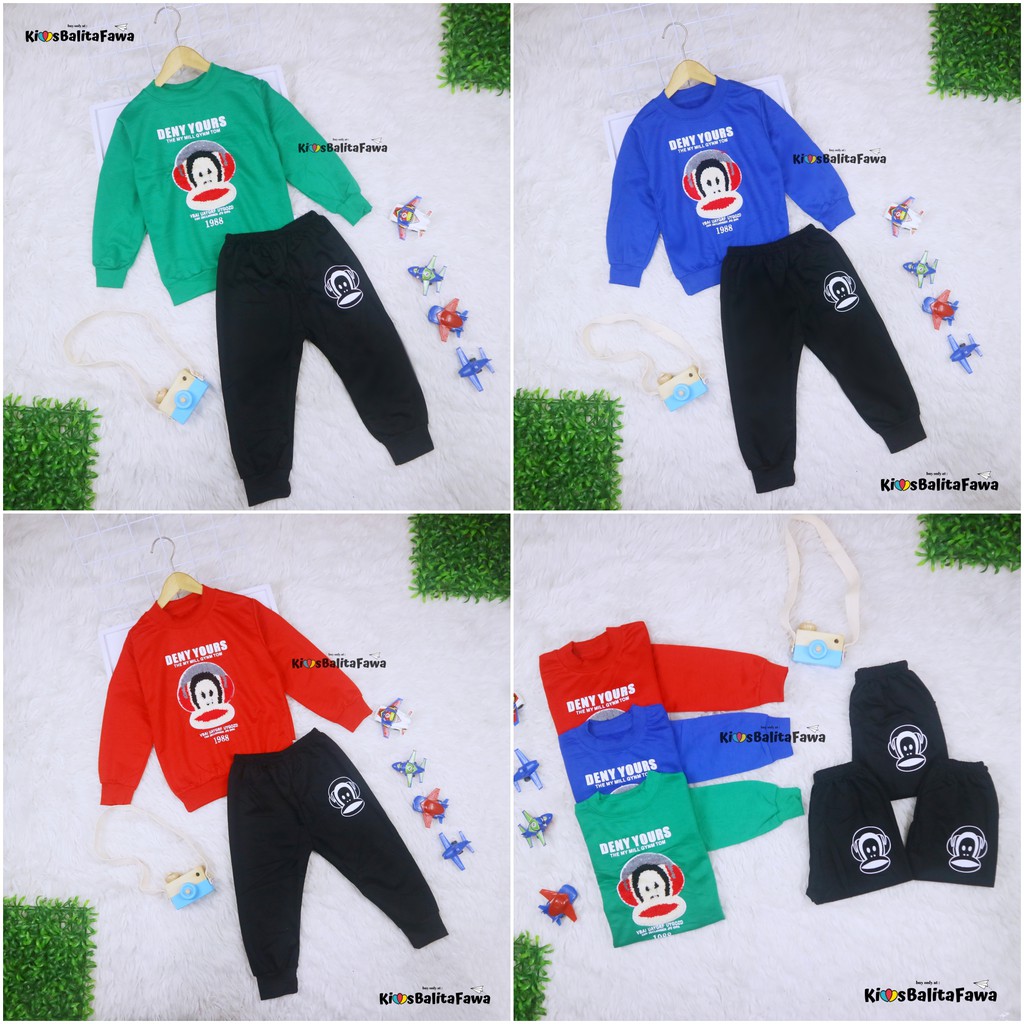 (LAKI) Setelan Ariel Kids 1-5 tahun / Baju Anak Joger Cowok IMPORT Sweater Bawahan Jogger Bahan Kaos