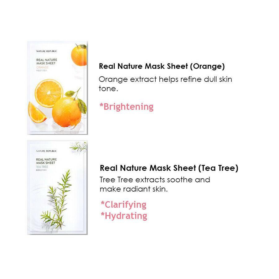 Nature Republic Real Nature Mask Sheet 100% ORIGINAL KOREA-23ml