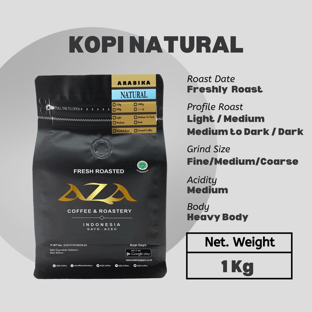 

Bubuk Kopi Biji Arabika Aceh GAYO NATURAL PREMIUM 1 Kg AZA Coffee Powder Rosted Bean