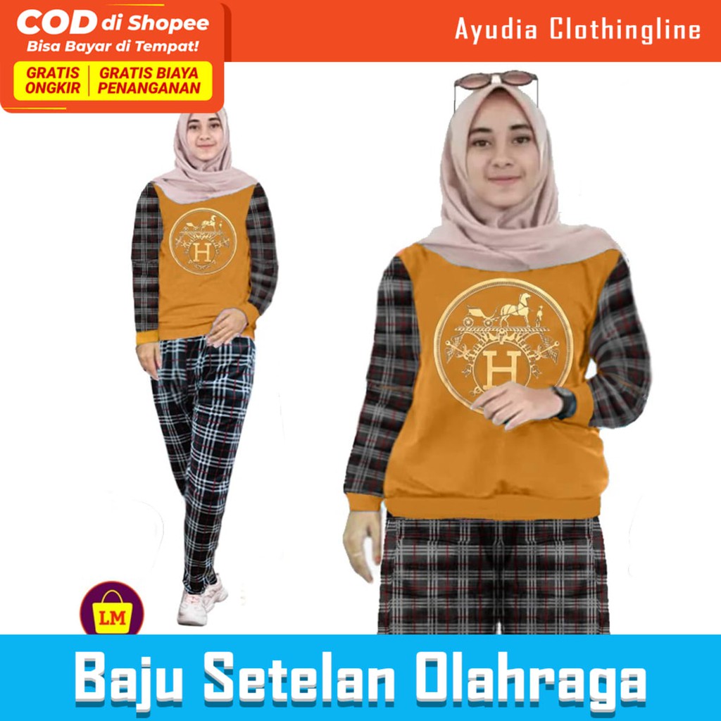 SET BIKE ZOLAQU SETELAN GOWES TRAINING WANITA PANJANG BAJU OLAHRAGA SENAM ZUMBA SEPEDA SIZE XL I.506