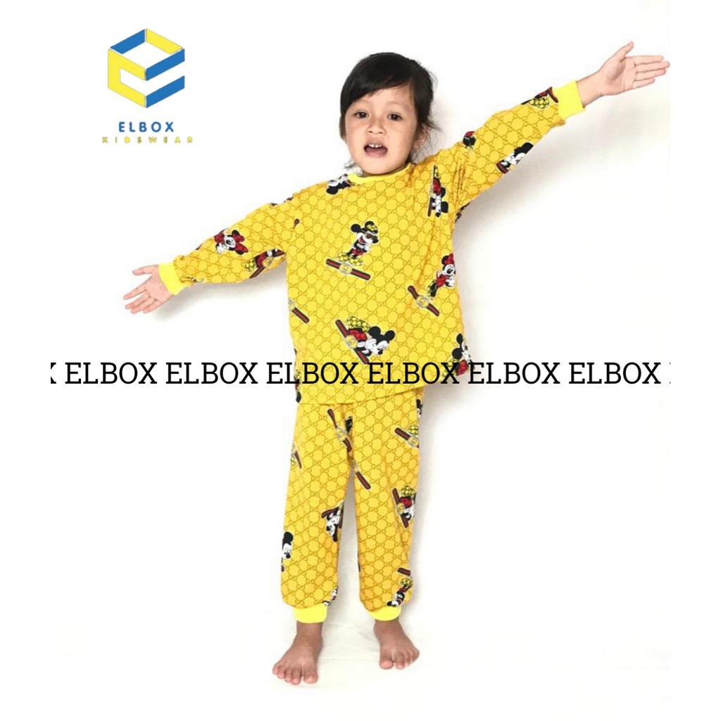 BISA COD ELBOX SETELAN ANAK KAOS UNISEX / BAJU TIDUR ANAK / PIYAMA ANAK 1-6 TAHUN