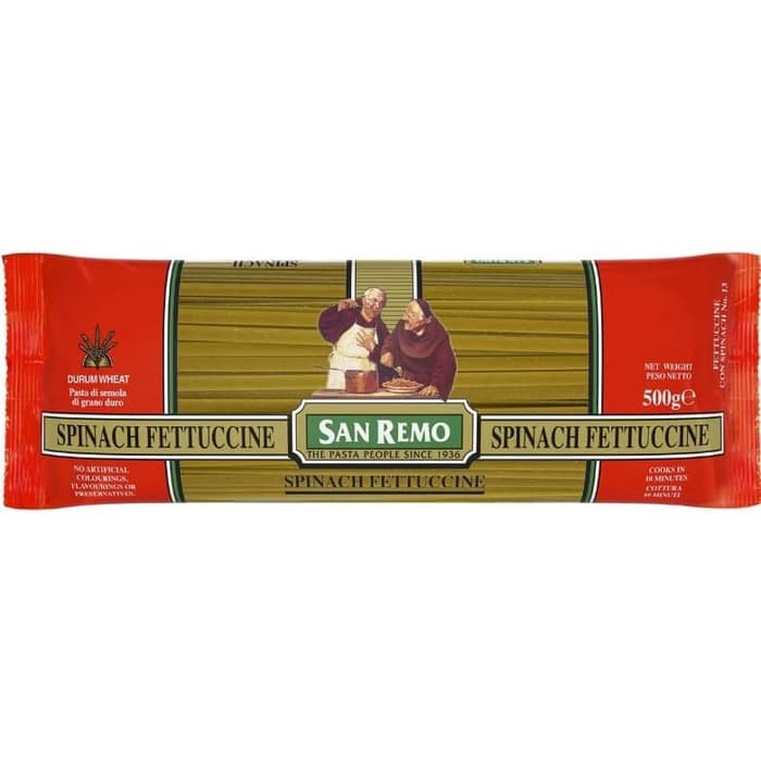 San Remo Spinach Fettuccine Pasta 500gr (Vegan)