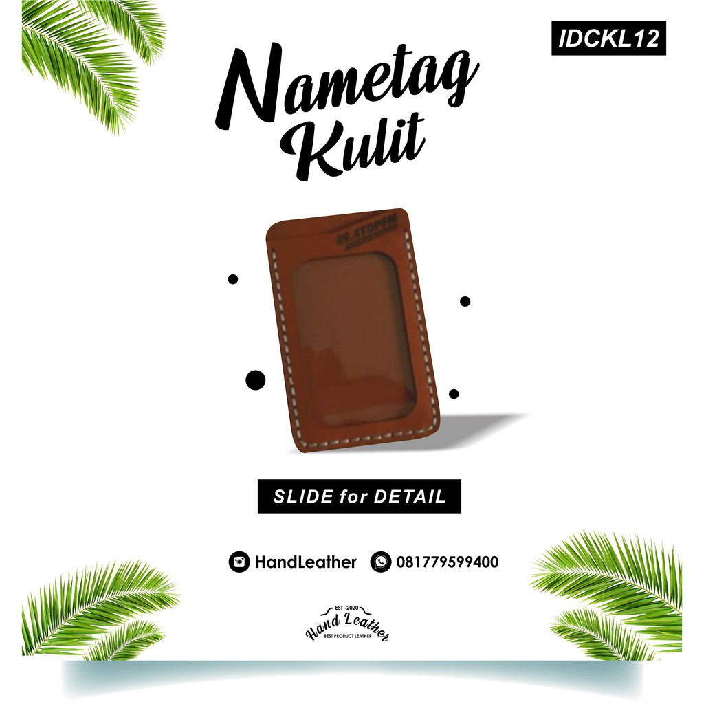 

Custom ID Card Holder name tag kulit asli