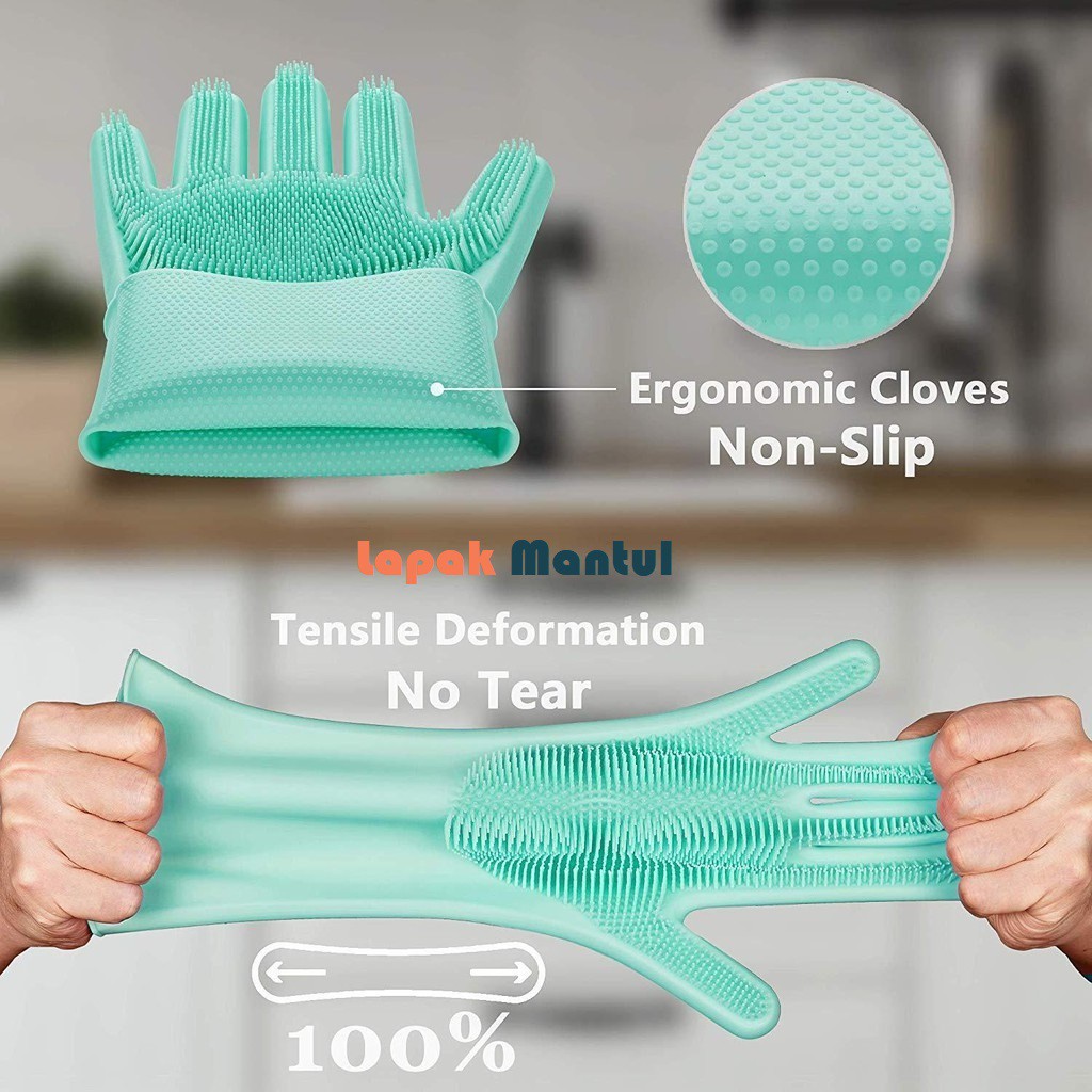 LM-0098 Sarung Tangan Cuci Piring Silikon Serbaguna Tebal Tahan Panas - Silicone Cleaning Gloves