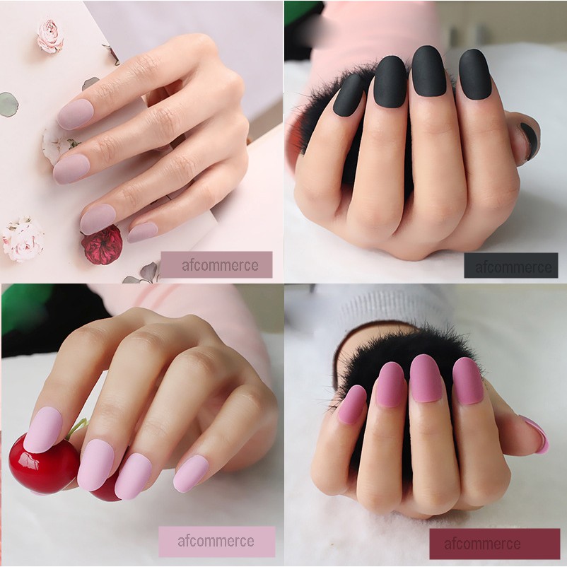 KUKU PALSU FAKE NAILS MATTE OVAL STYLE  24PCS BAG 1