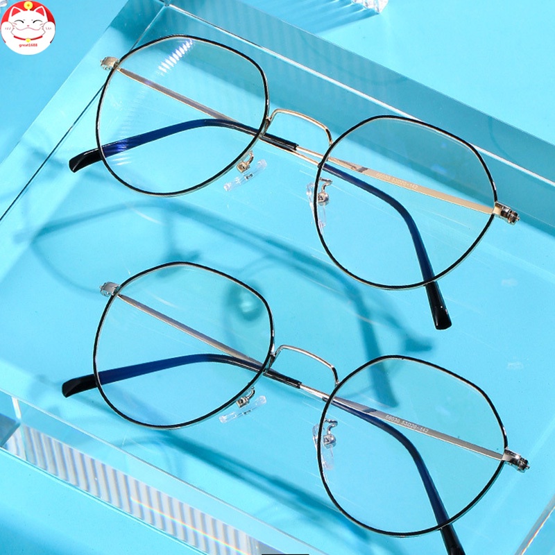 Glasses Multicolor Metal Round Frame Retro Style Thin Eyeglasses Rack Anti-blue Light Computer Discoloration Flat Mirror