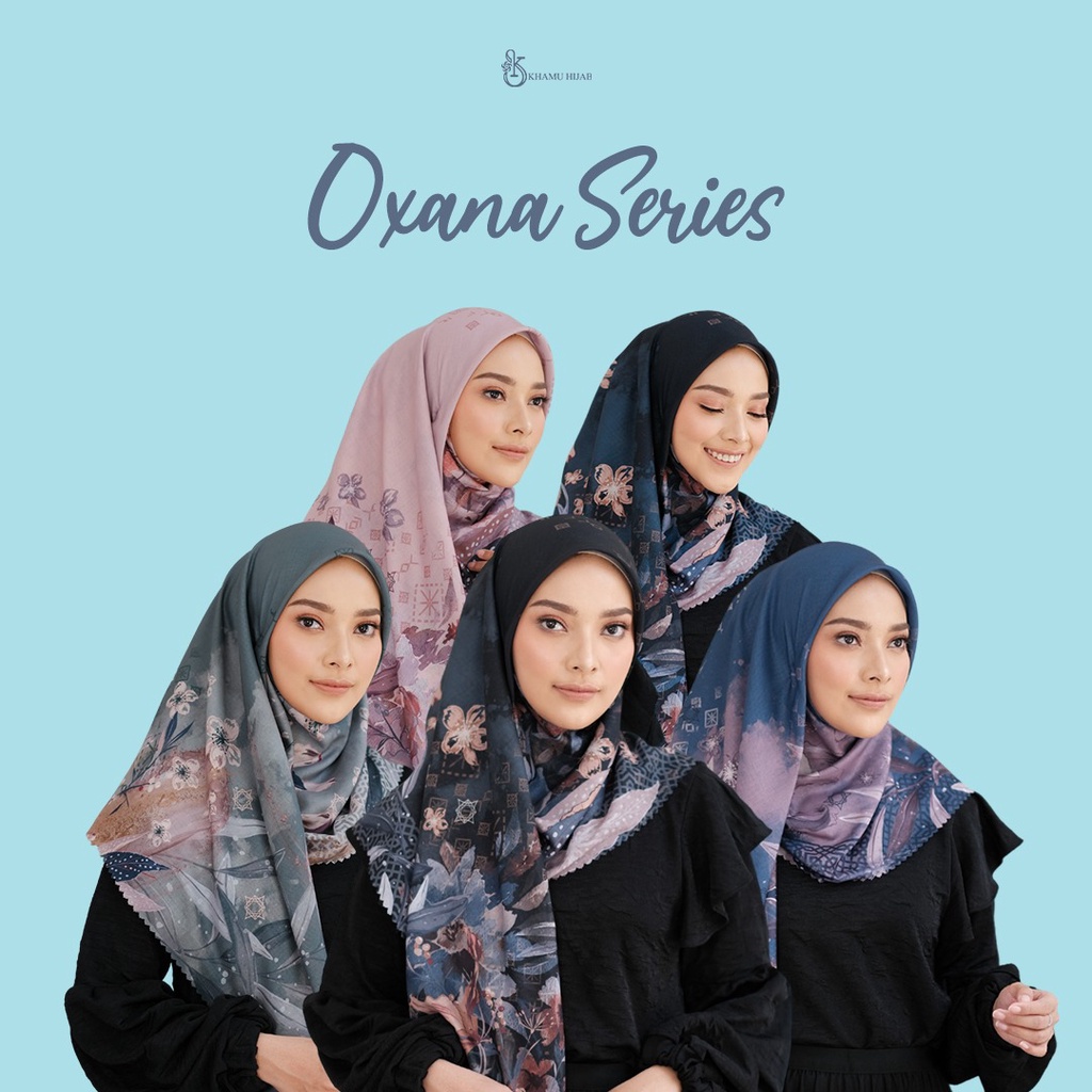 Khamu Hijab - OXANA Series- Kerudung Segiempat Katun Linen - Motif Katun Linen- Kerudung Segiempat B