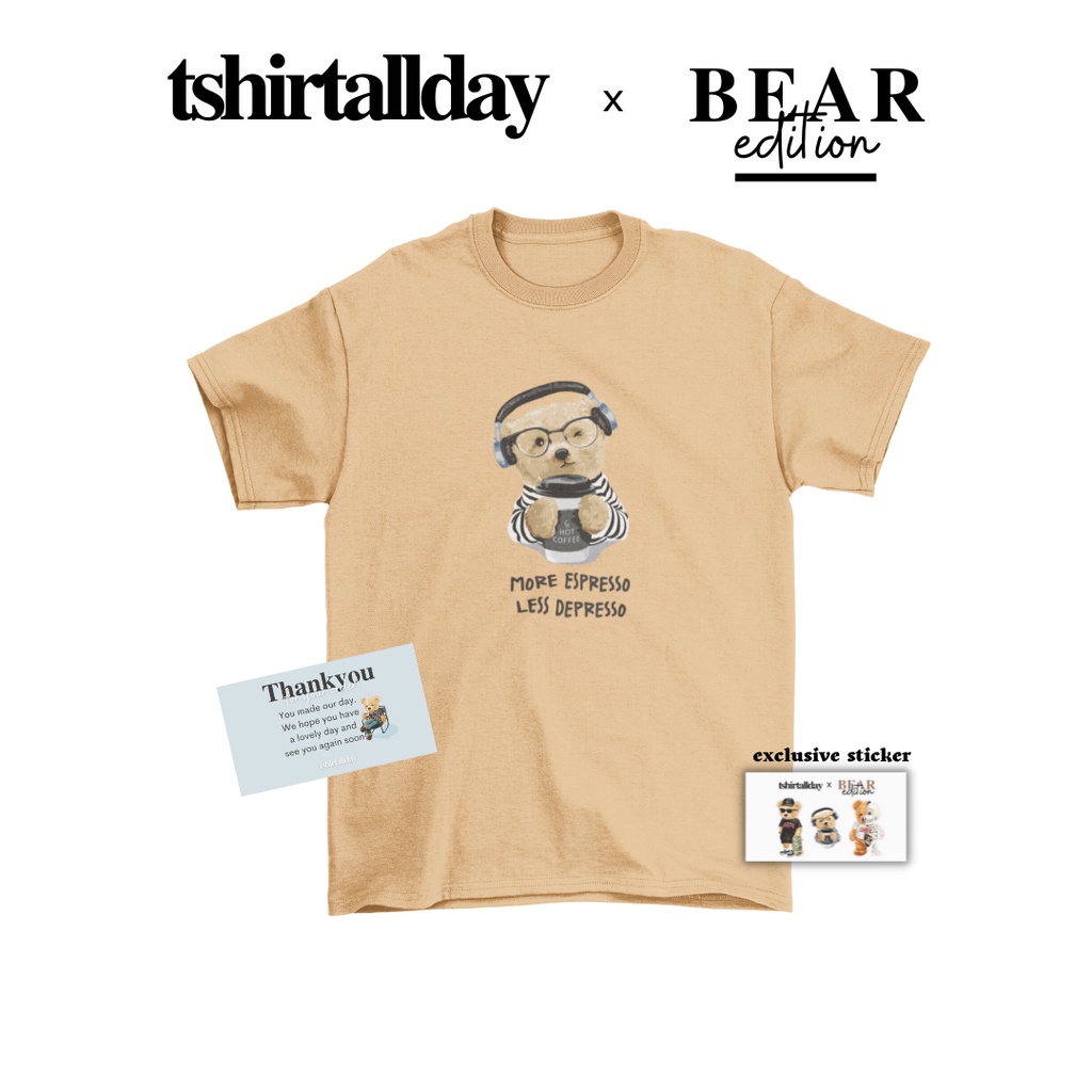 Tshirtallday Kaos Premium Unisex Pria &amp; Wanita bisa Oversize 100% Cotton Combed BEAR