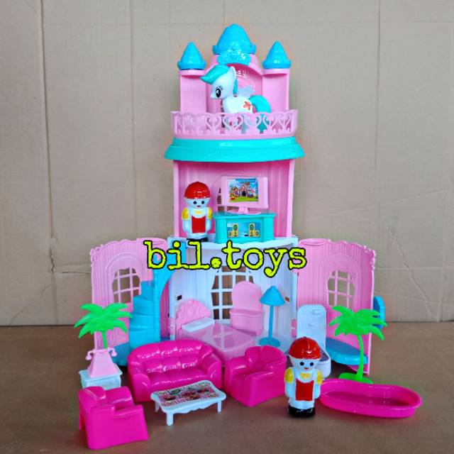 DREAM CASTLE MAINAN ANAK PEREMPUAN RUMAH BERBI LH4 + KUDA PONI / LH5 +BERBI