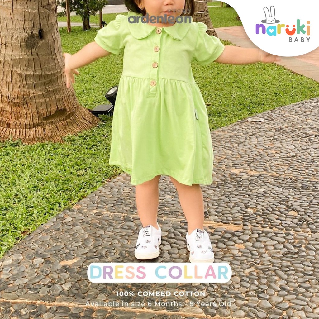 Ardenleon Dress Collar Button Arden Leon Gaun Anak Perempuan