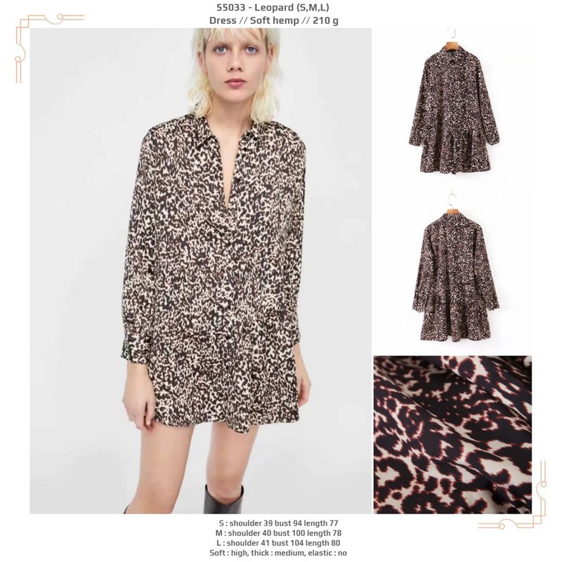 55033 Leopard Dress / Dress Pesta Mini Leopard Hitam