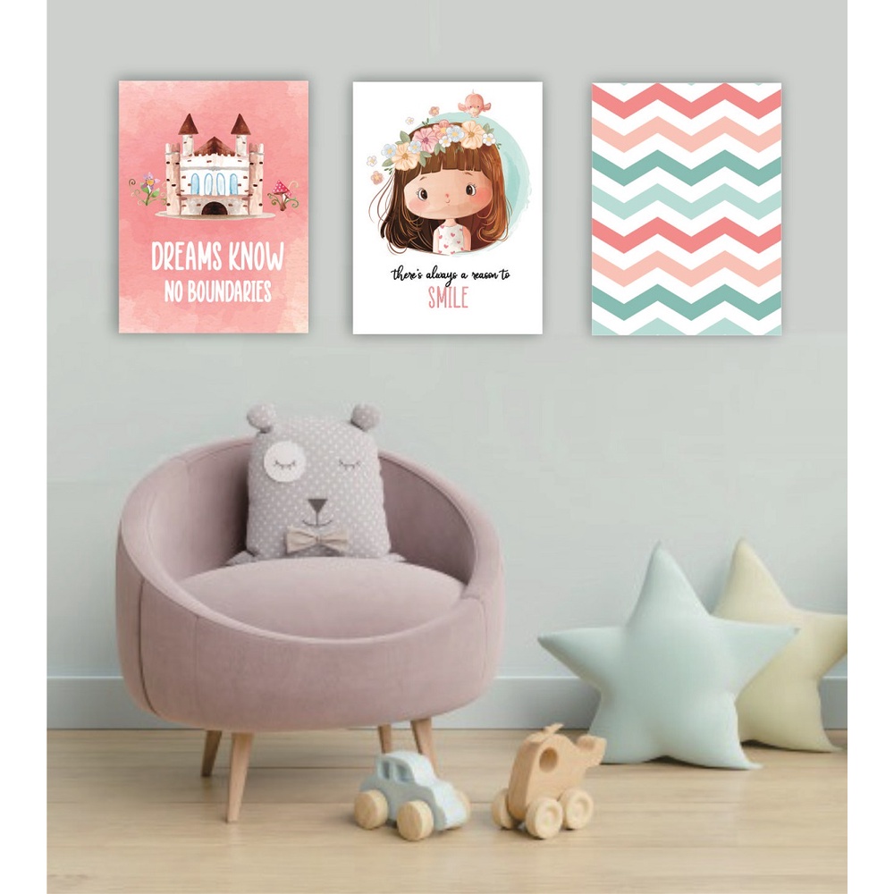 Frame Hiasan Dinding Aesthethic Wall Decor Minimalis Pajangan Rumah Dekorasi Kamar Anak Quotes Minimalis Pink GirlsPastel Cute Pajangan Dapur 3D Kayu Tebal 20 x 30 - 30 x 40