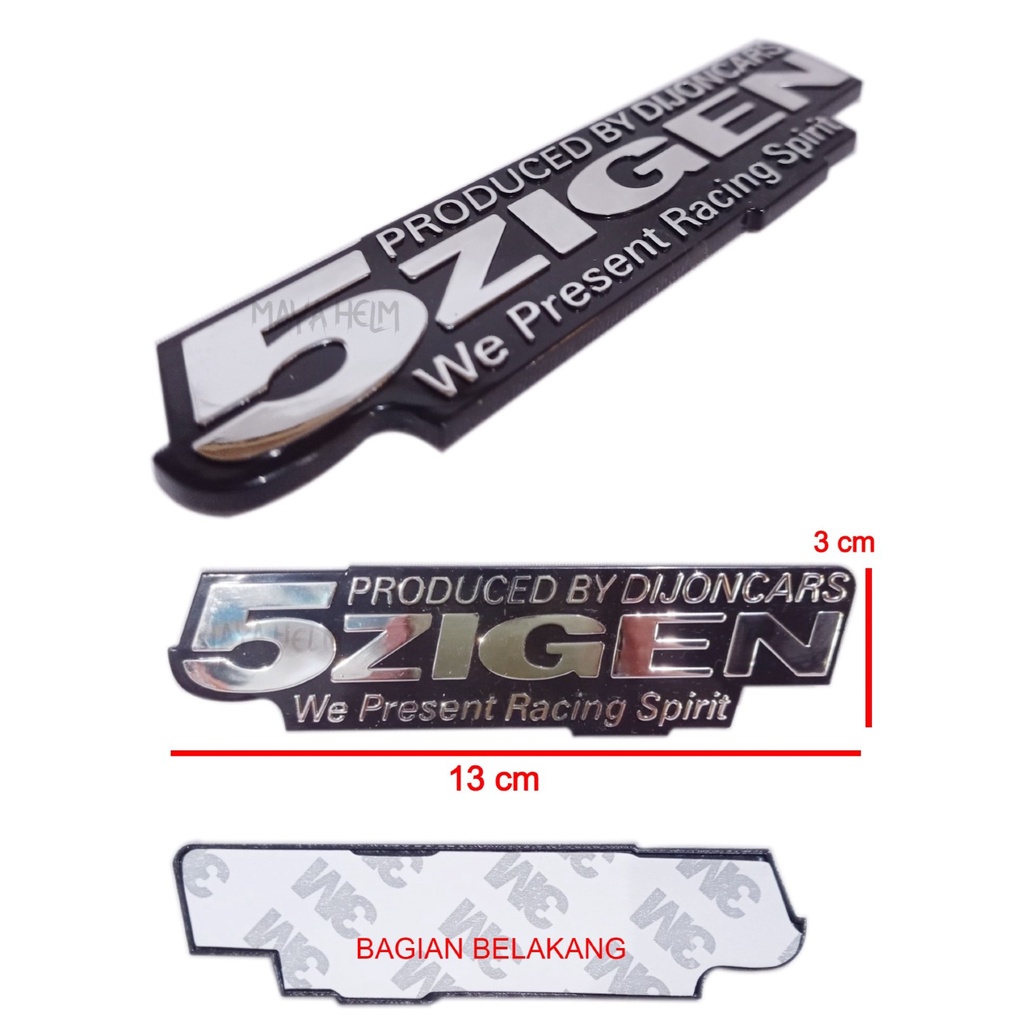 Emblem Logo Mobil 5Zigen 5 Zigen Black Chrome Bahan Plastik Tebal
