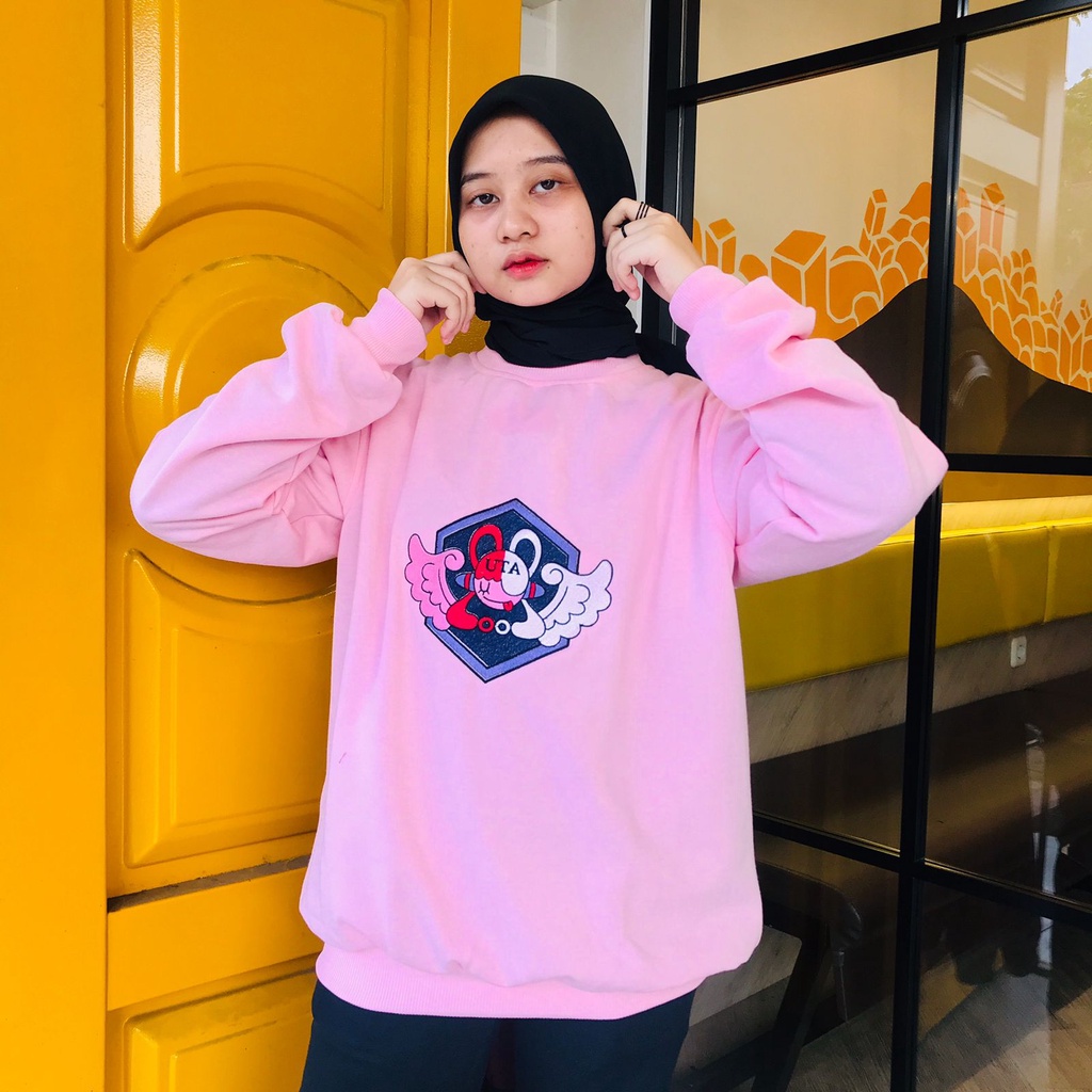 Crewneck UTA Diva Logo Embroidery Pink Anime Manga One Piece Premium Unisex