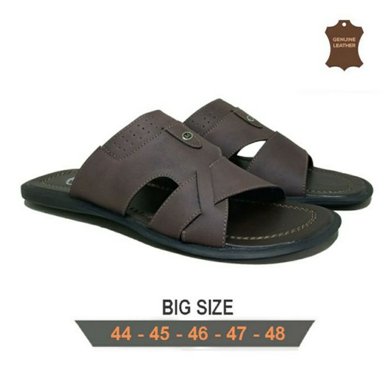 COD / Sandal Pria BIG SIZE 44-45-46-47 / Sendal SLOP Bapak2 Size BESAR BANGET - Cokelat