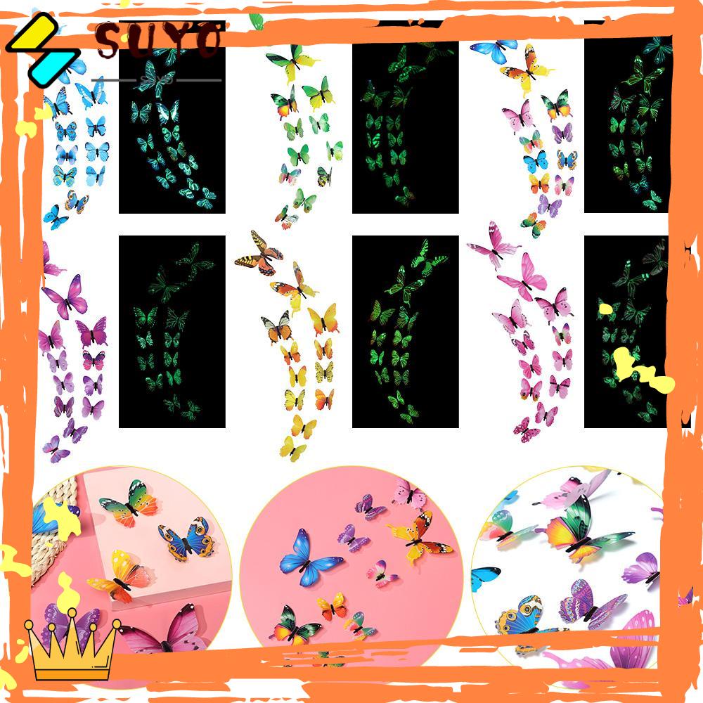 Suyo 12PCS / Set Stiker Butterfly 3D Untuk Dekorasi Rumah