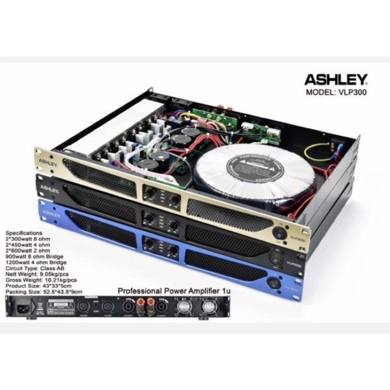 Power Amplifier 2 Channel Class AB Ashley VLP 300 VLP300 Original TERBAIK