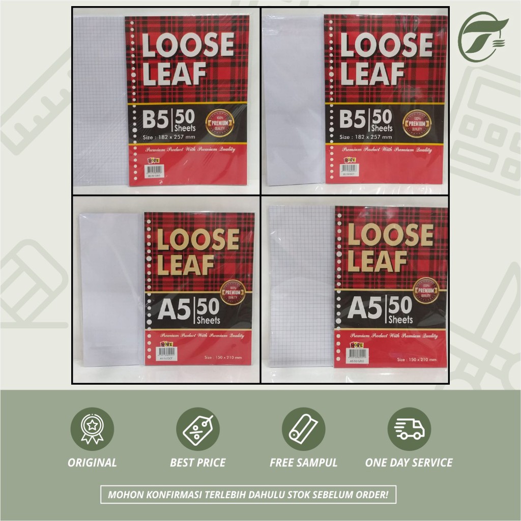

LOOSE LEAF GRID KOTAK/DOTT TITIK A5/B5 ISI 50/100 LEMBAR HORE