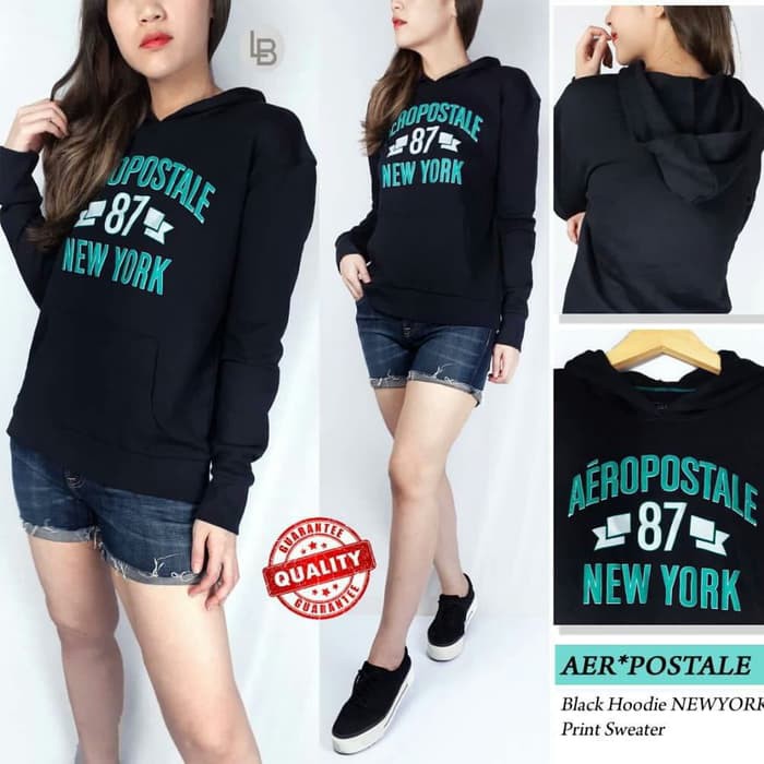 sweater black hoodie aeropostale 87 new york