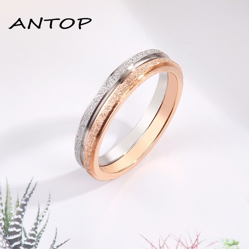 Korea Couple Cincin Fashion Matte Rust Proof Wanita Pria Perhiasan Aksesoris ANTOP