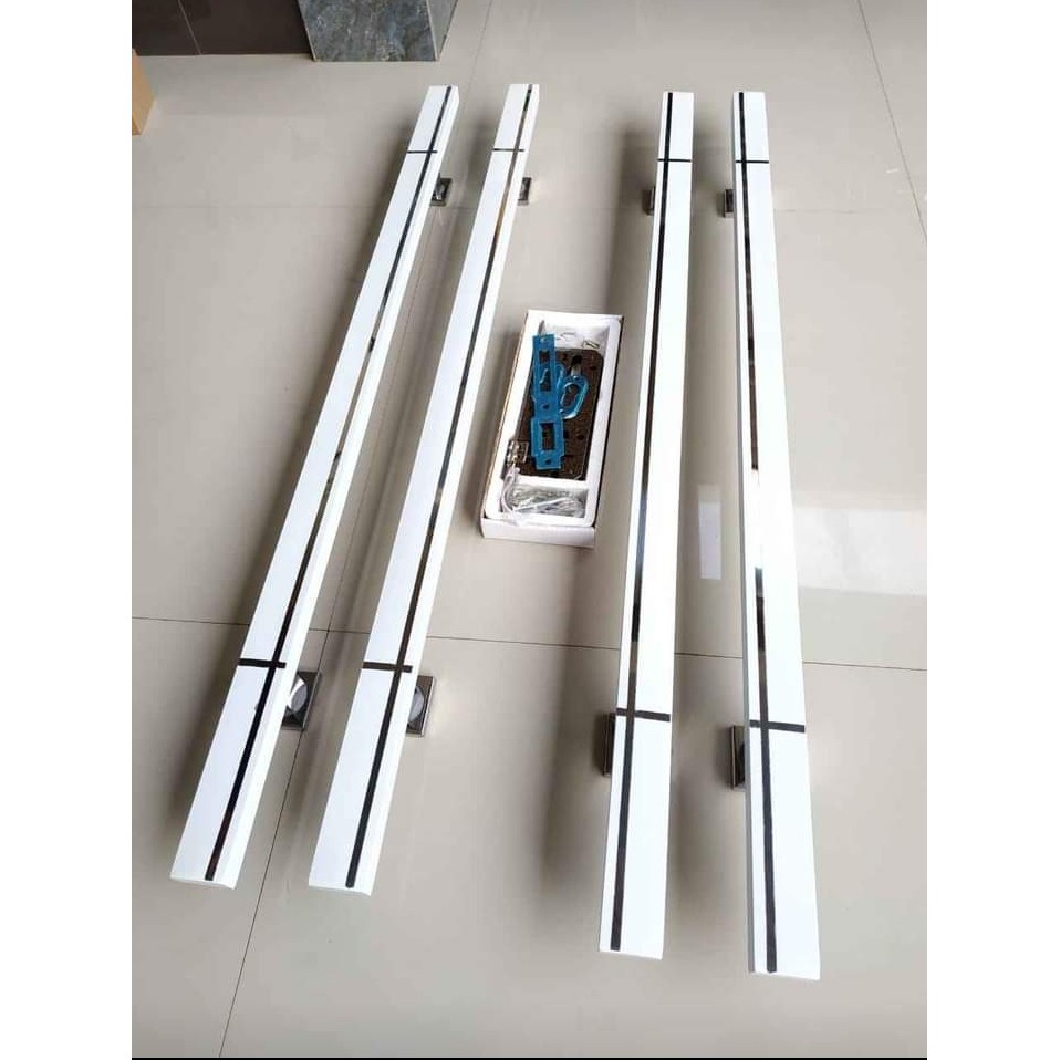 handle pintu rumah panjang 80cm 100cm 120cm pegangan pintu minimalis gagang tarikan pintu stainless mewah satu set handle pintu kuputarung murah  4handle + kunci