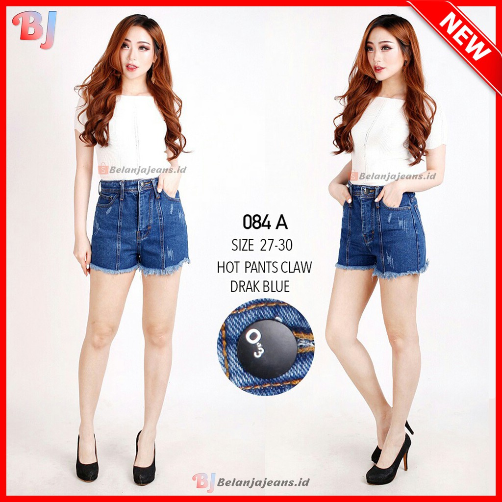 CELANA HOTPANTS JEANS PENDEK WANITA MOTIF WARIS GARIS DEPAN FRONT LINE BIRU TUA PREMIUM LEVIS IMPORT