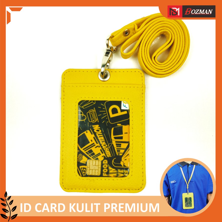 ID CARD HOLDER NAMETAG PU LEATHER LANYARD KUALITAS PREMIUM TERMURAH