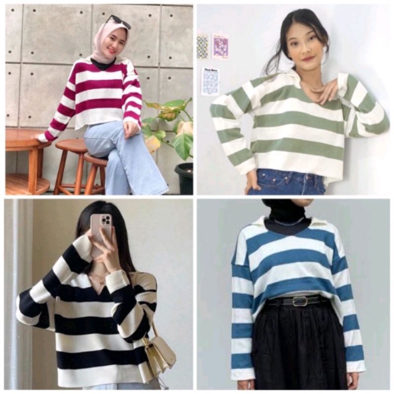 Blaster Blouse croptop knit/fuji blaster rajut wanita