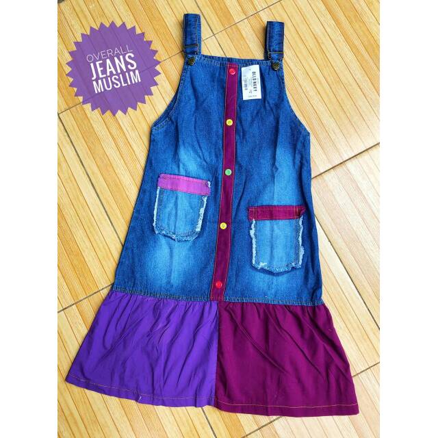 Overall Jeans / overall anak / overall muslim /overall rok panjang