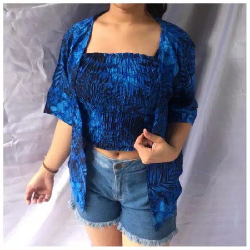 Setelan cardigan wanita kemben+cardigan dona