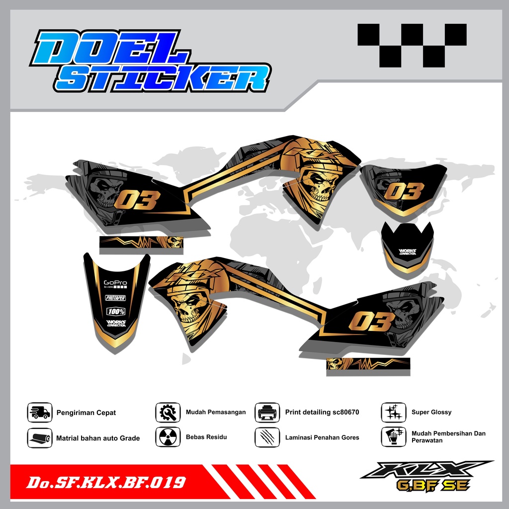 Sticker Striping Honda KLX 150 G , BF , SE Lama List Variasi Hologram , Crome Doel 019