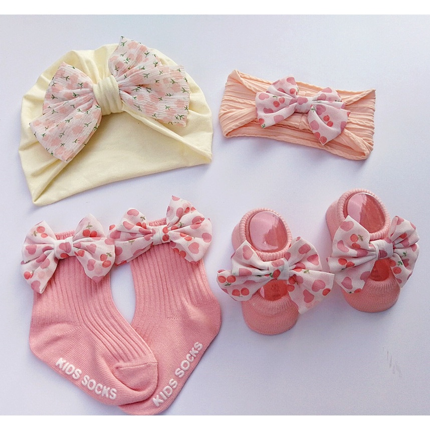 Bandana Bayi Korea Anak Perempuan 1 Set 4 Pcs Aksesoris Rambut Balita Lucu Import AK237