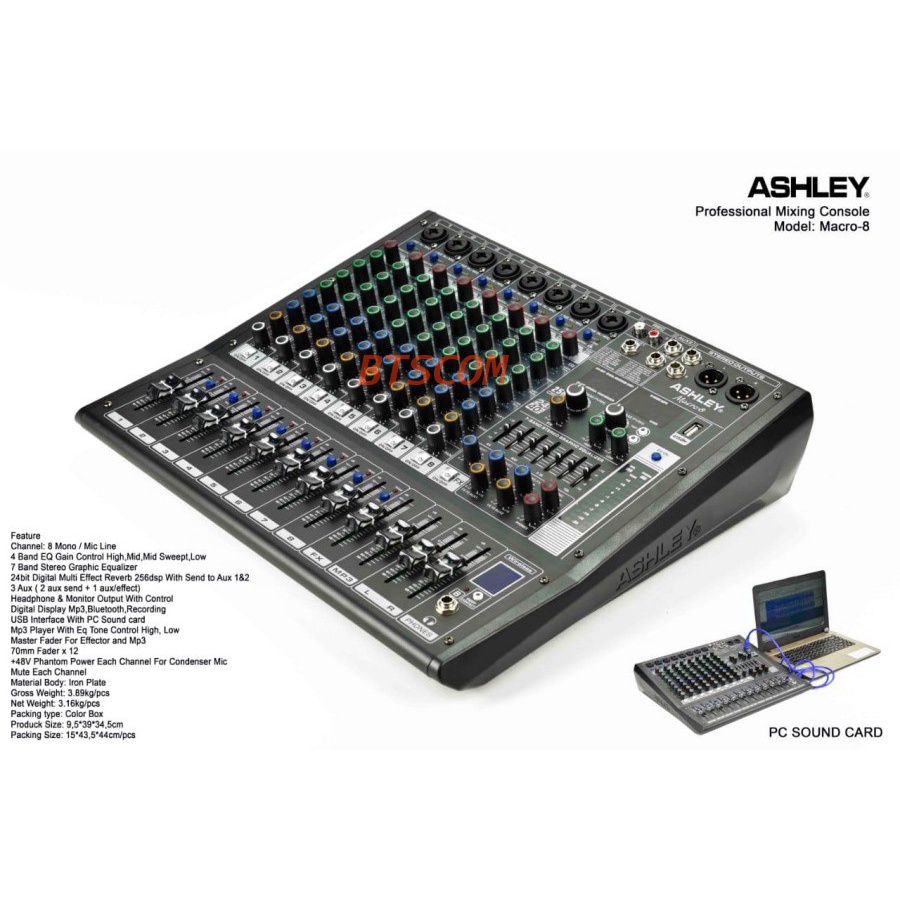 Mixer Audio Ashley Macro8 Original 8 Channel Mixer ashley Macro 8
