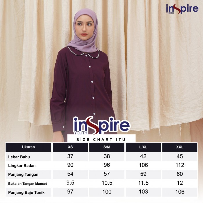 Tunik Inspire Youth ITU 062 / Pakaian Wanita Tunik Terbaru 2022 / Warna Smoke - Pine - Burgundy