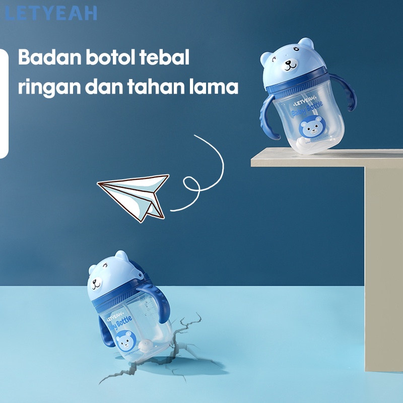 Letyeah Botol minum anak bayi training cup/baby cup dengan pegangan tangan dan sedotan/BPA FREE