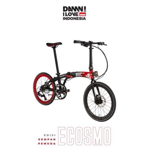 Sepeda lipat Element ECOSMO 10 edisi DAMN ILOVE INDONESIA SUMPAH PEMUDA FREE HELM RMB