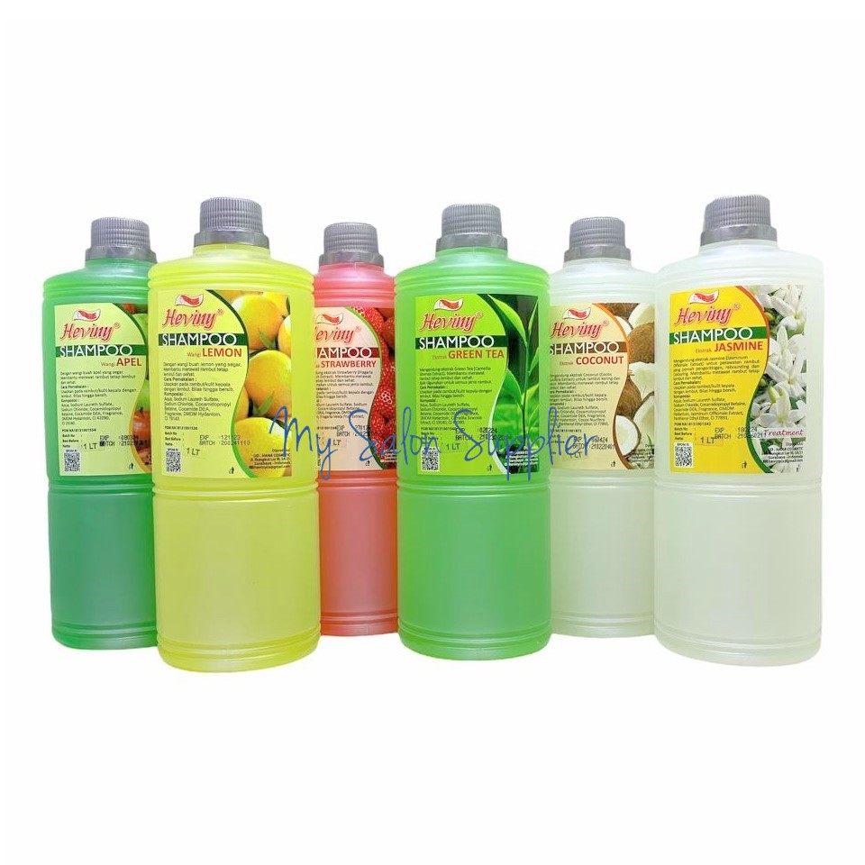 Heviny Shampoo 1L Apel / Lemon / Strawberry /  Green Tea / Coconut / Jasmine