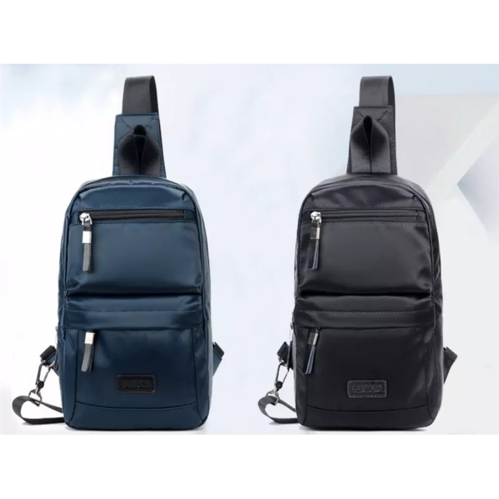 Tas Selempang Pria Murah Anti Air - MS Bag Hitam dan Navy bonus Dompet + Jam Tangan LED/Headset