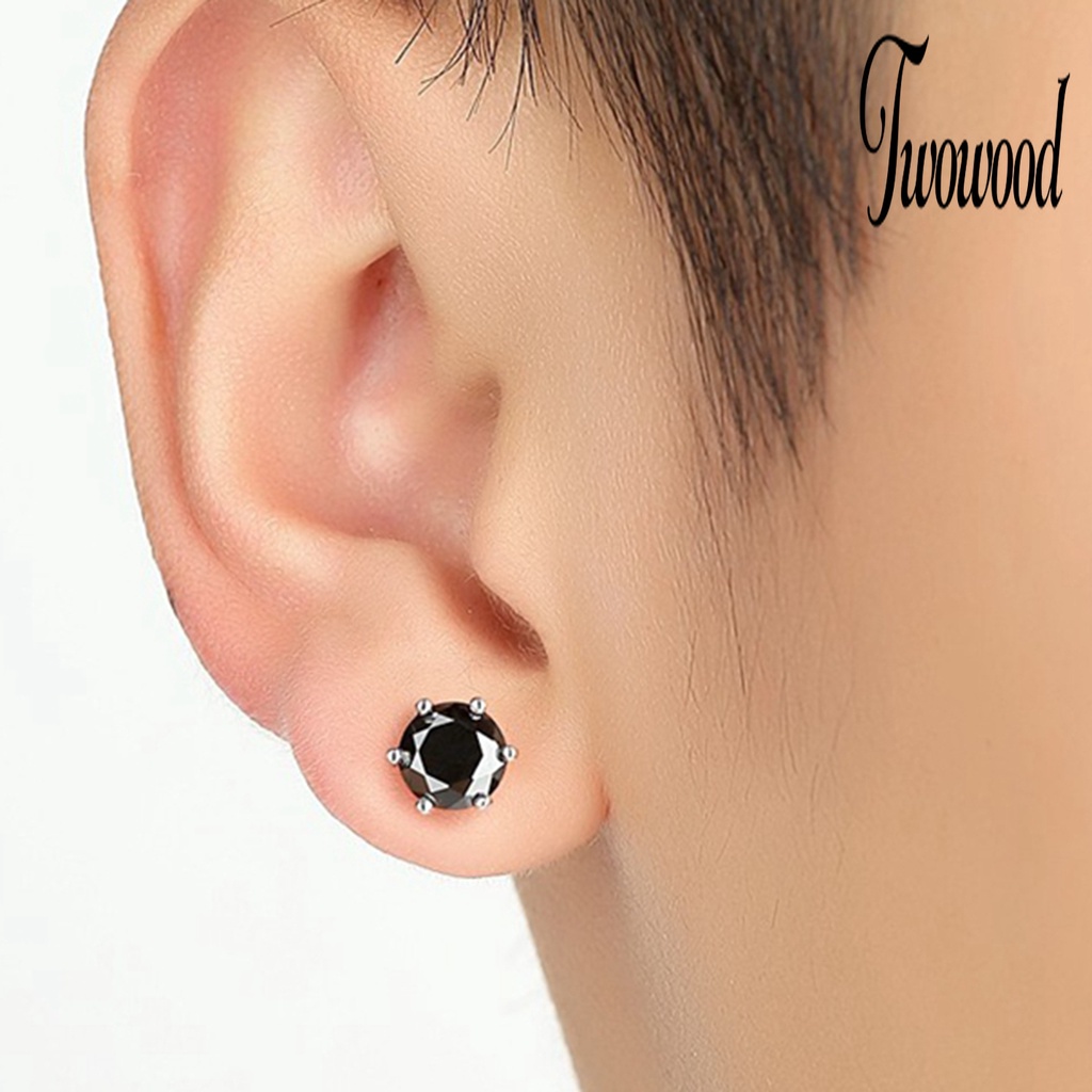 1 Pasang Anting Magnet Tanpa Tindik Bahan Cubic Zirconia Untuk Unisex